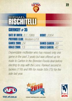 2010 Select AFL Champions #22 Michael Rischitelli Back